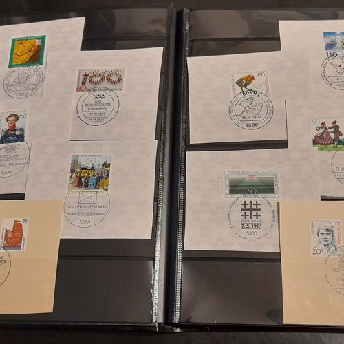 Germany stamp collection used, 100 complete paper series with commemorative postmarks