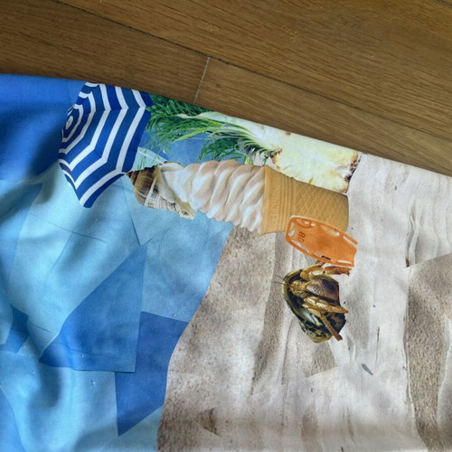 Reebok leggings used, summer design, beige and blue