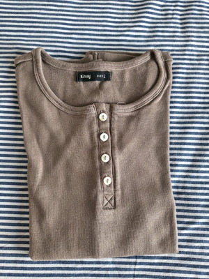 Sinsay καφέ μακρυμάνικη μπλούζα μεταχειρισμένη με κουμπιά μπροστά μέγεθος L