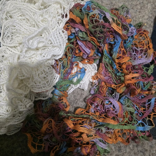 Knitted wool scarves new, white and multicolored