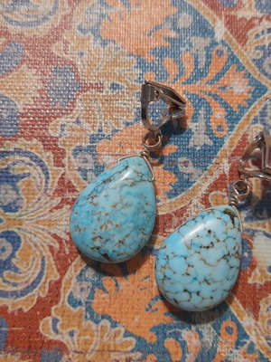 Handmade earrings with amazonite semiprecious stones, new