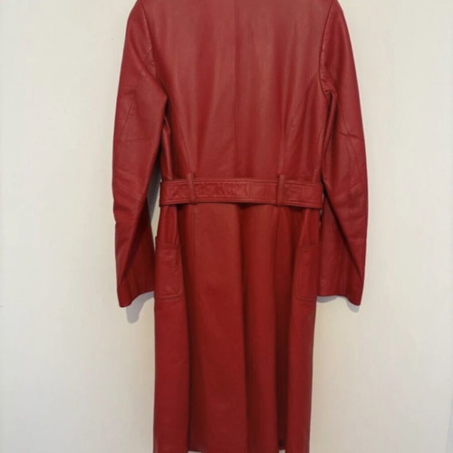 Toi & Moi Vintage Leather Trench Coat used, red, size S