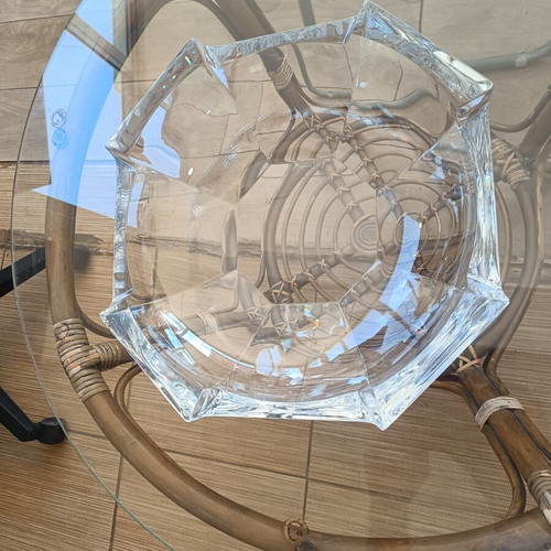 Large glass bowl fruit bowl, polygonal shape, clear thick glass