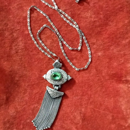 Silver necklace 925 vintage used, Gianniotiko pendant 6cm, chain 44cm