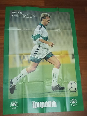 Panathinaikos poster René Henriksen like new, 97×67 cm