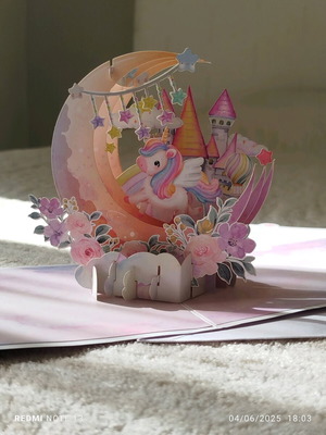 3D birthday greeting card with unicorn new
