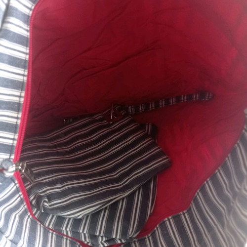 striped fabric bag