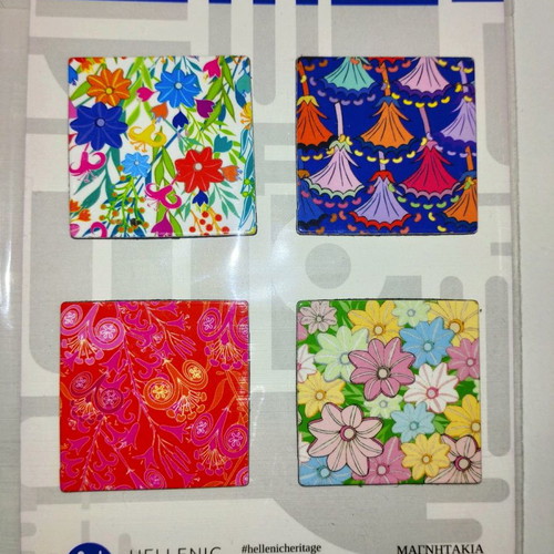 Magnets set ancient Greek flowers new