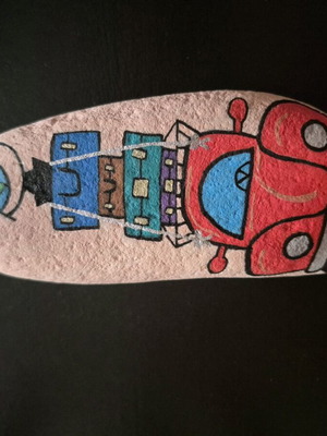 Decorative stone painted with tempera and acrylics made to order