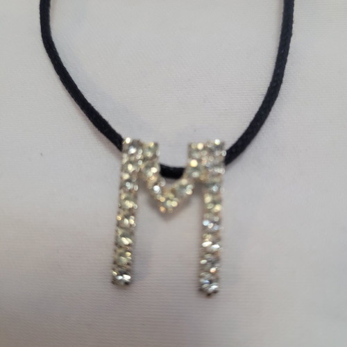 Women's necklace with 'M' monogram and rhinestones