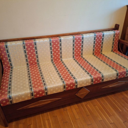 Sofa bed with storage and two armchairs set used