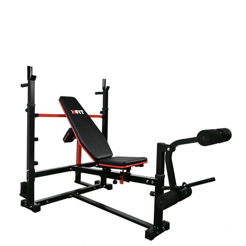 X-FIT bench with uprights and biceps pad