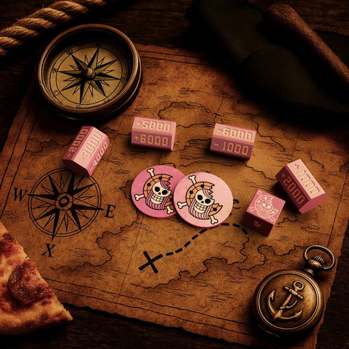 One Piece dice and token set Bonney inspired Edition made to order
