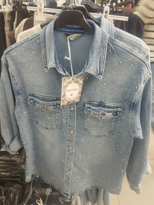 Women's denim jacket with rhinestones new, sizes 46-56