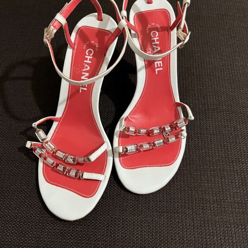 Chanel sandals women's size 39 used, white and red