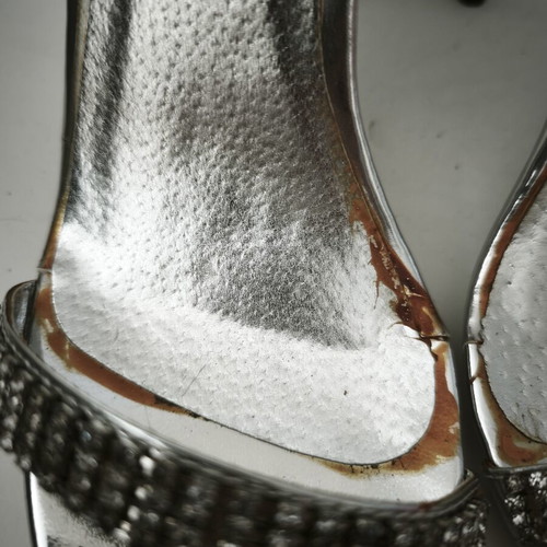 Silver sandals size 41 like new with strass and ankle strap
