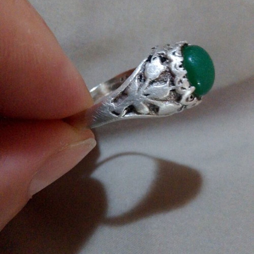 Handmade silver 925 ring with green agate like new