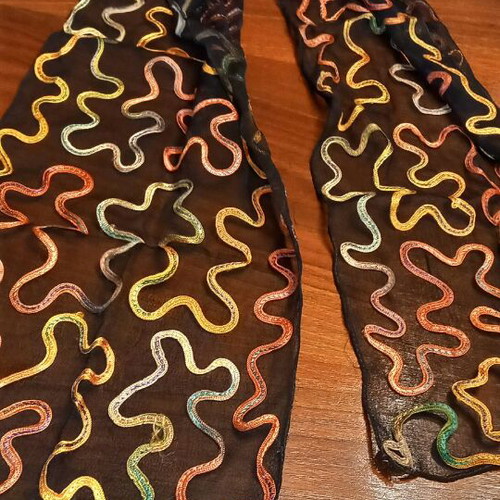 Black scarf with cord 100% viscose