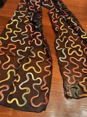 Black scarf with cord 100% viscose