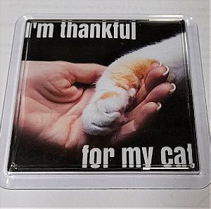 Ακρυλικό σουβέρ "I'm thankful for my cat"
