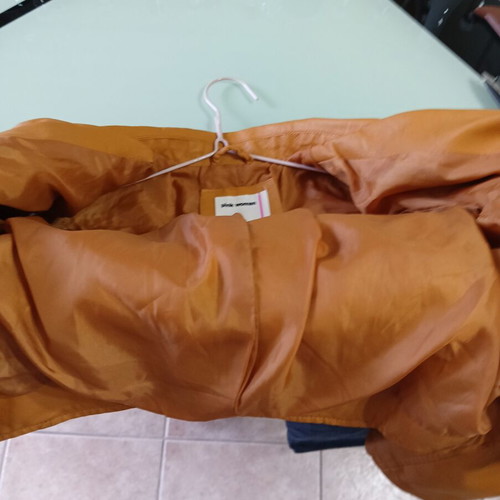 Pink Woman women's faux leather jacket size S like new, orange