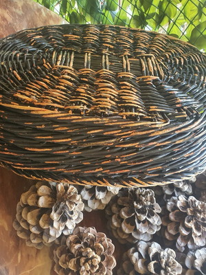Basket with 15 pine cones