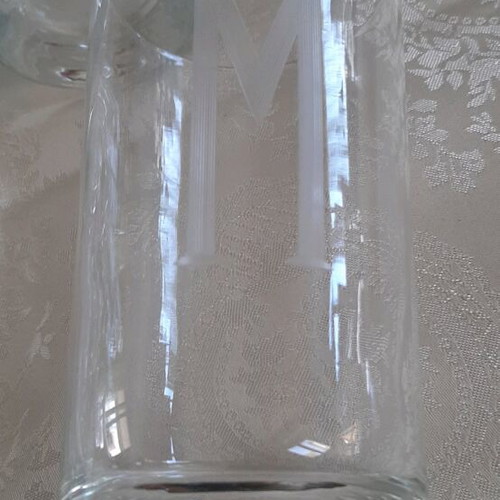 Glasses with carved monogram used, set of 8 pieces