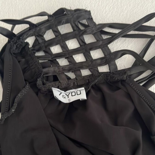 Black dress size S like new with draped neckline and back design