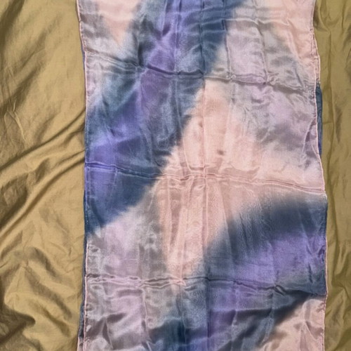 Silk scarf-large, like new, blue and pink, handmade