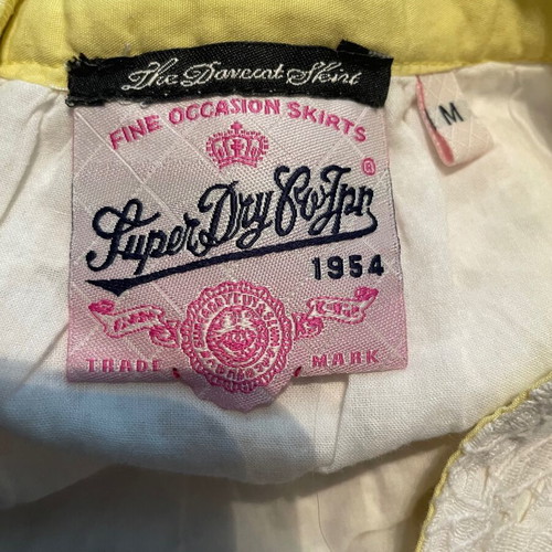 Superdry Mini Lace Skirt with Pockets Size M Like New White Yellow