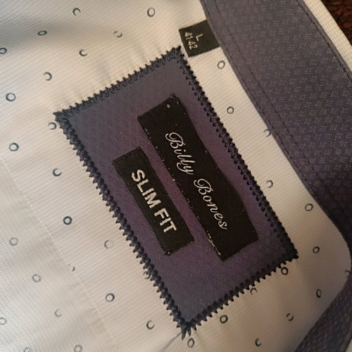 Billy Bones Slim Fit Shirt Light Ice Blue with Navy Details like new, size L