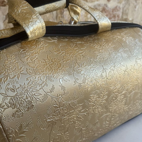 Gold Floral Trolley travel bag like new, beige and gold