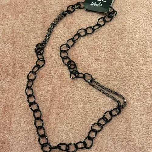 Metal necklace A.L.E. new, long, one size, black and silver
