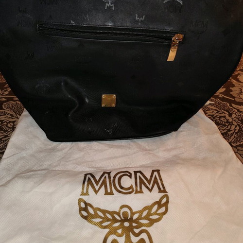 MCM vintage shoulder bag used, black with Visetos logo