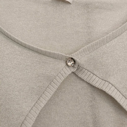 Crop jacket gray open with silver thread and diamond button Iso like new