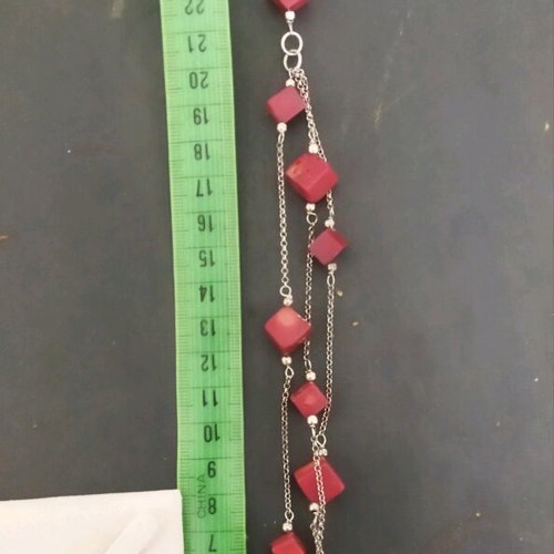 Silver bracelet chain Gregio new with red stones