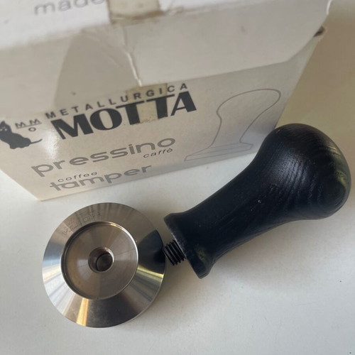 Motta Coffee Tamper with Black Wooden Handle and Inox Base 52mm New