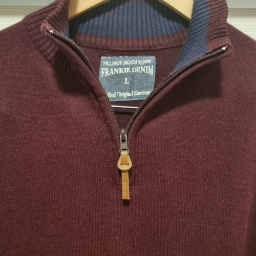 Frankie Denim knitted long-sleeve sweater, burgundy, size L