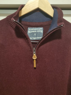 Frankie Denim knitted long-sleeve sweater, burgundy, size L