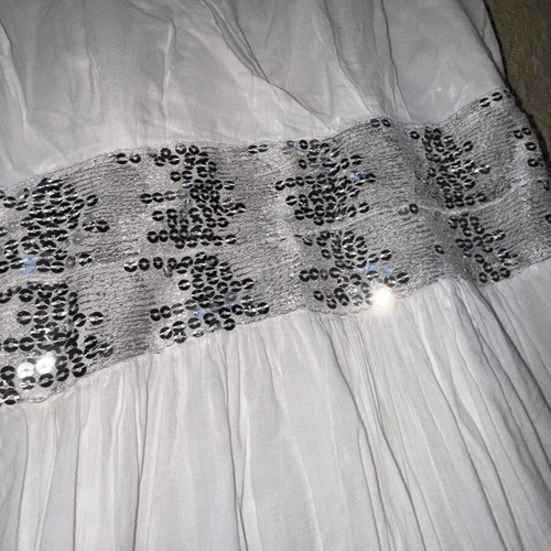 White Maxi Boho Dress with Sequins and Thin Straps like new