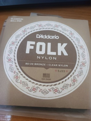 D'Addario Folk EJ33 classical guitar strings new