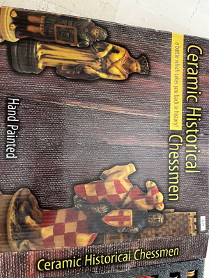 Ceramic Historical Chessmen Manopoulos S.A. chessboard like new