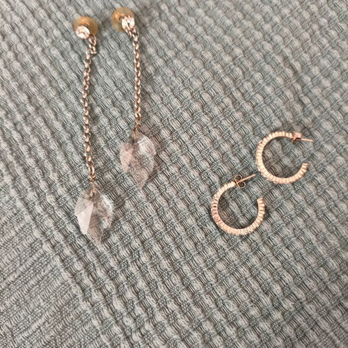 Folli Follie Asymmetric Earrings like new with silver hoops and crystals