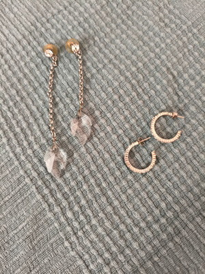 Folli Follie Asymmetric Earrings like new with silver hoops and crystals
