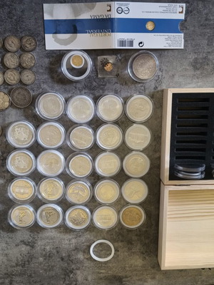 Silver and gold coins collection used, various years and countries