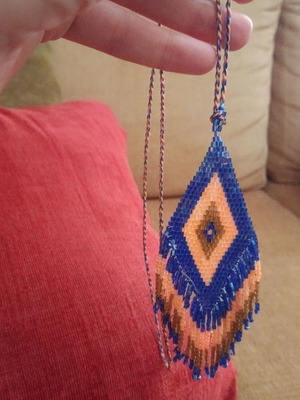 Necklace like new, blue and orange