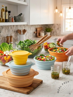 Tupperware Mini Max collapsible silicone bowls set of 3 for meal prep
