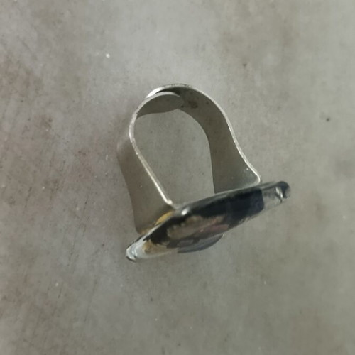 Steel ring with iridescent design like new, unique jewelry