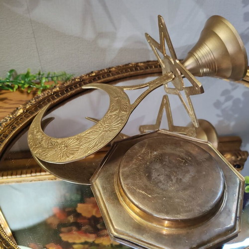 Vintage brass desktop decoration Crescent and Star