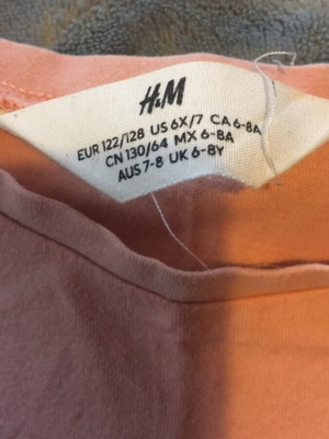 Παιδικό μπλουζάκι H&M σε καλή κατάσταση, 6-7 ετών, μπεζ και ροζ